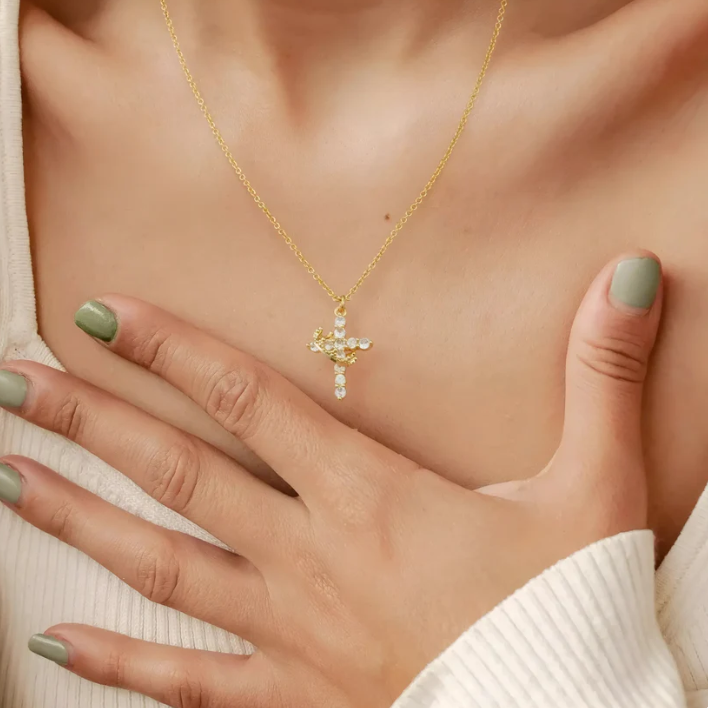 Cross and Crown Necklace