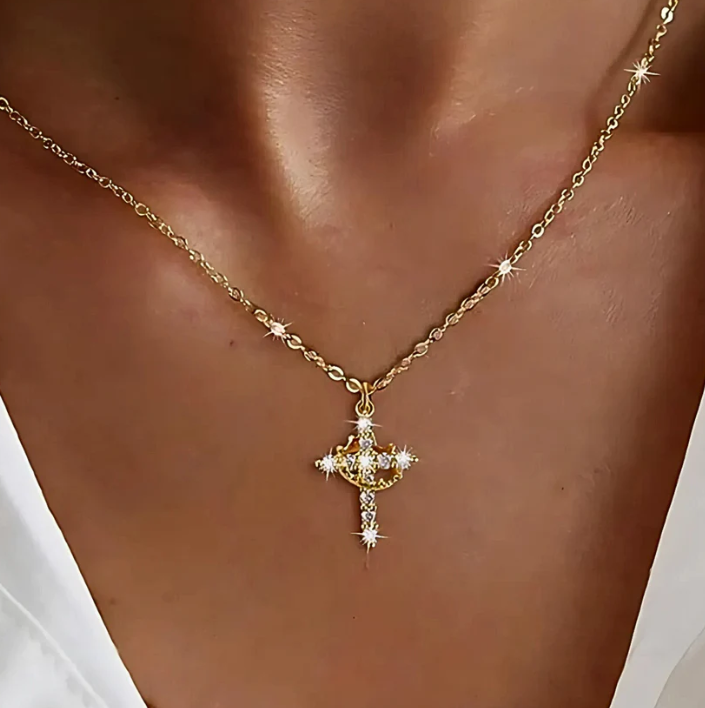 Cross and Crown Necklace