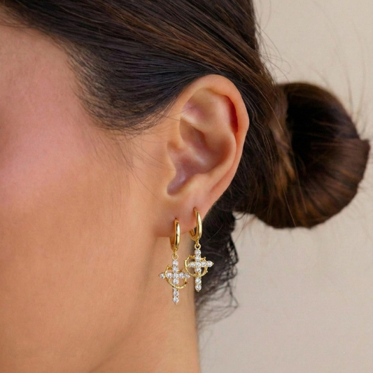 Cross and Crown Earrings