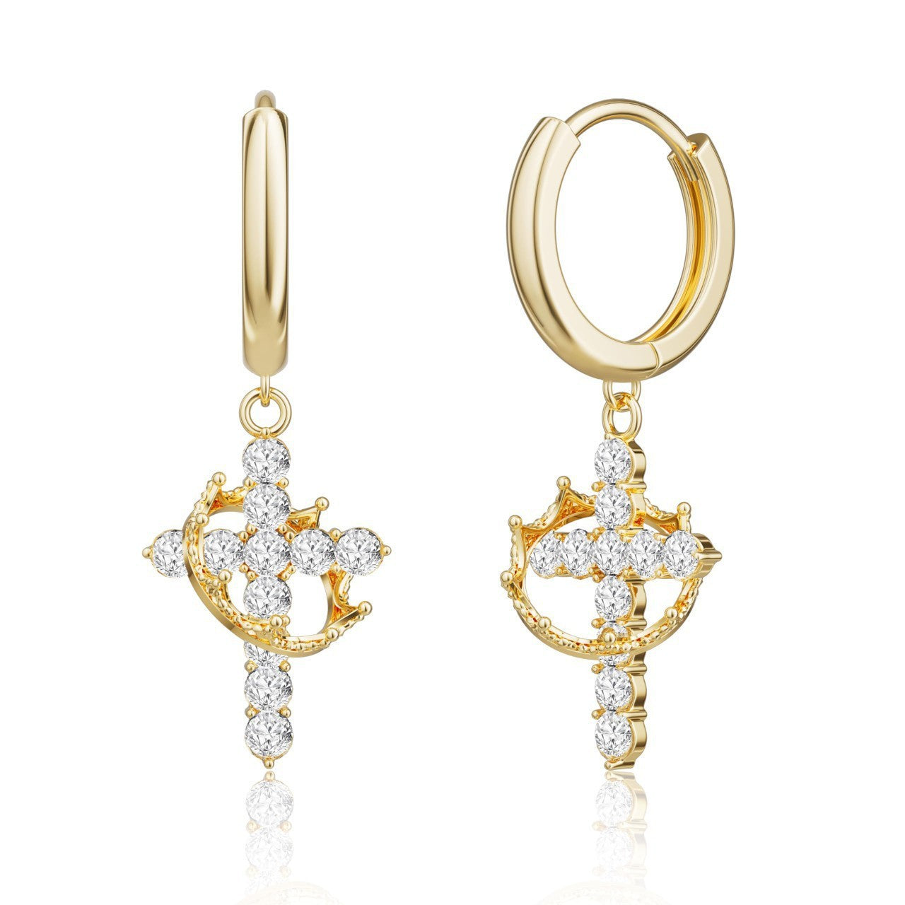 Cross and Crown Earrings